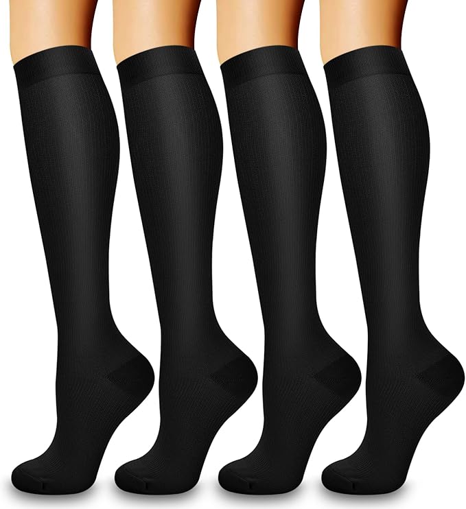 4 Pairs Compression Socks for Women and Men-Circulation Best Support Socks for Running,Athletic,Cycling by Bluemaple