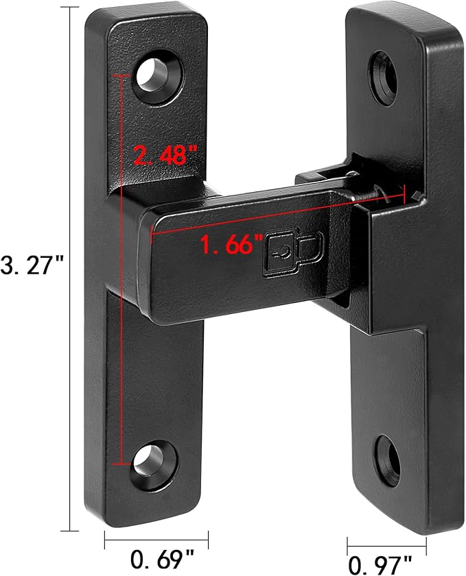 4 Packs Black 90 Degree Barn Door Lock ，Right Angle Door Lock Latch | Zinc Alloy Flip Gate Latches,for bedroom,garage,balcony,barn,sliding door,bathroom,window,cabinet,drawer,pet enclosures - Image 2