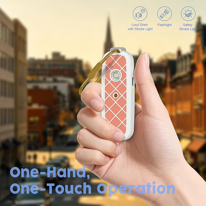 Personal Safety Alarm Keychain for Women & College Girls - 240 Min Siren, Dual Activation (Pin & Button), Locking Pin, LED Strobe, Rechargeable Anti-Slip Grip (Tangerine) - Image 7
