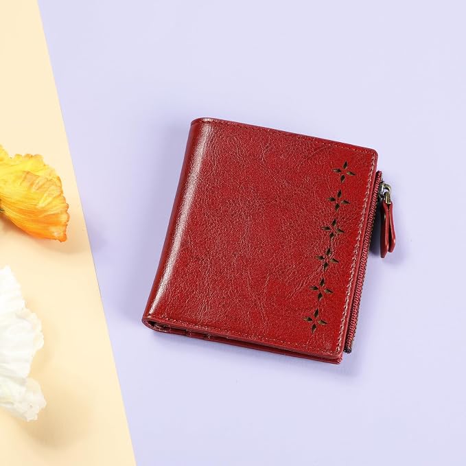 Ultra Thin Small Compact Leather Womens Girls Wallets RFID Blocking Credit Card Holder for Women - Image 5