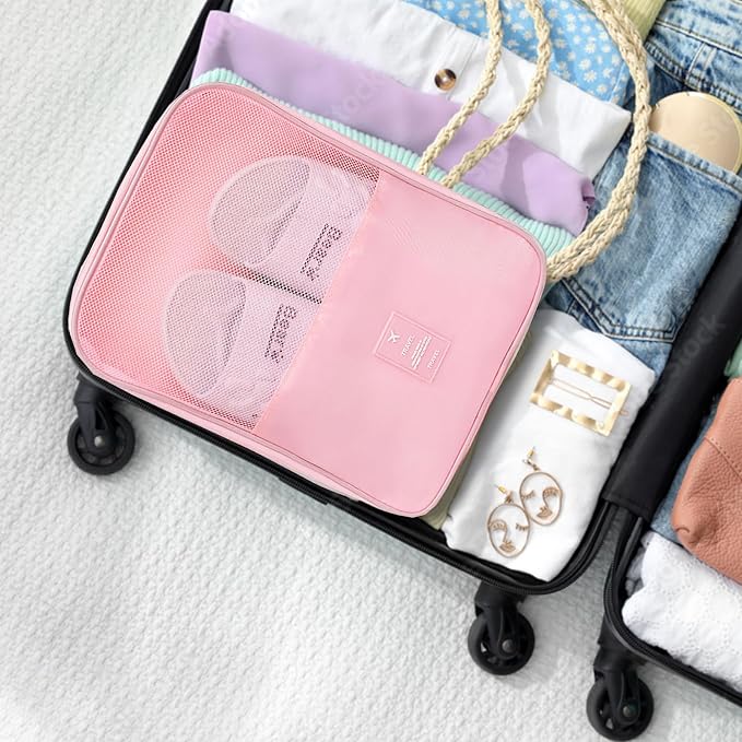 Shoe Bag for Travel, Travel Shoe Bag for Packing, Hold 3 Pairs of Shoes, Travel Essentials for Flying Shoe Organizer Shoe Storage Bag for Travel Pink - Image 4