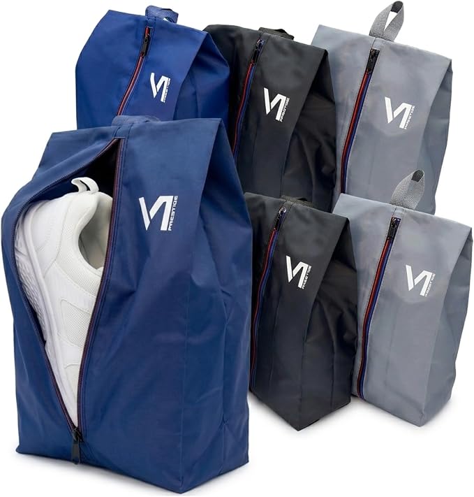 Shoe Bags for Travel with Waterproof Zipper-Durable Polyester Material Shoe Pouch - Large Size Gym Cleat Bag Smell Dust Proof Unisex/Lightweight 6-pack Set by VIPRESTIGE
