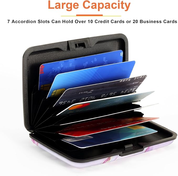 Mayski Credit Card Holder for Women RFID Blocking Wallet, Pink Marble | Card Wallets for Women Small Mini Business Metal Accordion Aluminum Alloy Hard Case for Men - Image 4
