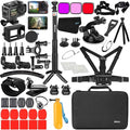 Accessories Bundle for DJI Osmo Action 5 Pro/Action 4/3 Waterproof Case Diving Housing Silicone Case Glass Screen Protector Film Whole Kit 60E (Kit1 for DJI Osmo Action 5 Pro/4/3) by Husiway