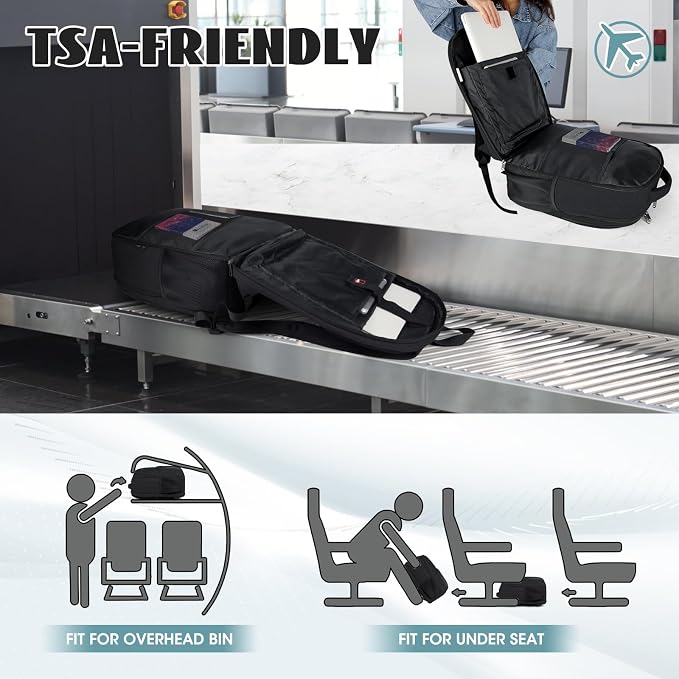 Travel Laptop Backpack, 17 Inch Extra Large Laptop Backpack with USB Charging Hole 45L Anti Theft Travel Backpack Water Resistant College Business Computer Bag Fit 17.3 Inch Laptop for Men Women Black - Image 6