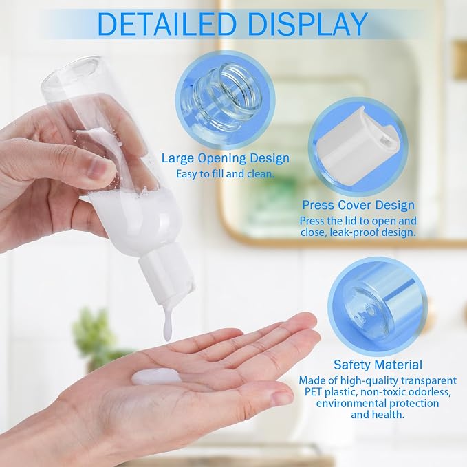 CHGANG 4 Pack Travel Bottles for Toiletries,3.4oz TSA Approved Leakproof Travel Size Containers Empty Small Plastic Travel Essentials Accessories with Labels for Shampoo,Conditioner,Lotion - Image 2