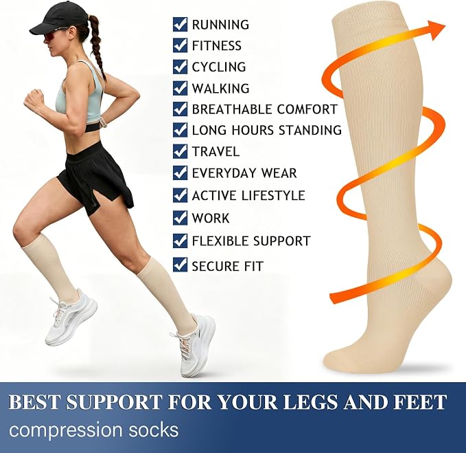 Sooverki Compression Socks for Women and Men Circulation (3/4 Pairs) is Best Support for Running Athletic Cycling Hiking - Image 6
