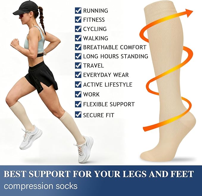 Sooverki Compression Socks for Women and Men Circulation (3/4 Pairs) is Best Support for Running Athletic Cycling Hiking - Image 6
