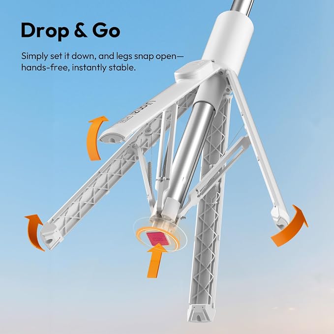 Ulanzi MT86 60" 4 Legs Phone Tripod, for iPhone Android Selfie Stick Stand | Auto-Open Anti-Slip Base Aluminum Stand with Cold Shoe Bluetooth Controller, Lightweight for vlog TikTok Live Stream Travel - Image 2