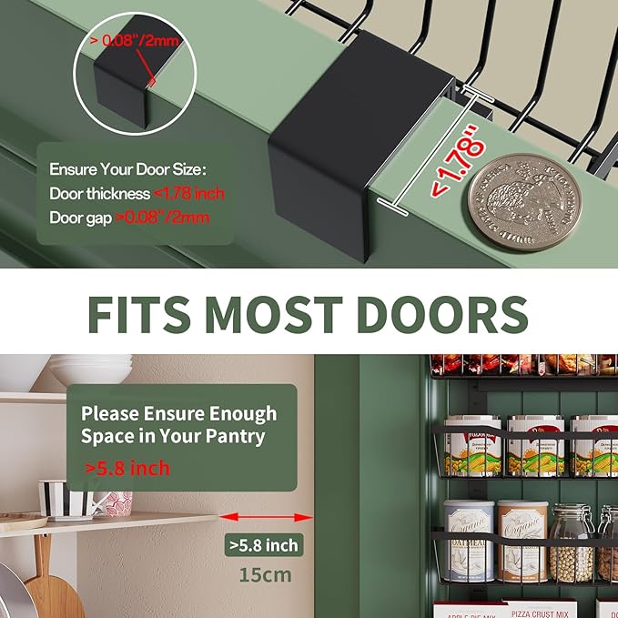 Eastherry Over The Door Organizer，8-Tier Over The Door Pantry Organizer with Adjustable Baskets，Metal Hanging Pantry Organizers and Storage for Kitchen, Back of Door Seasoning Rack (Black) - Image 5