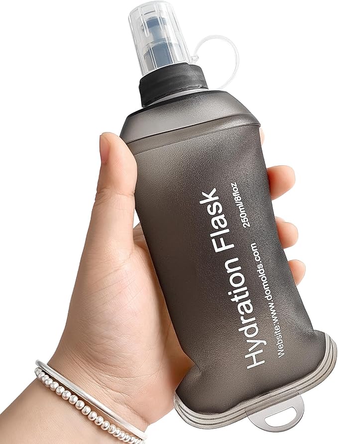 GUYI GYGYL Soft Flask, Collapsible Water Bottle for Sports, 250ml Grey | TPU Collapsible Water Bottle for Hydration Pack, Running Vest, Leak-Proof Folding Bottle for Hiking Cycling Climbing Jogging by GUYI