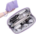 FYY Travel Cable Organizer - 8 Compartments, Lightweight, Water Repellent | With Wrist Strap, Portable Tech Pouch for Cord Charger, Travel and Business Trips Use, Soft Shell Nylon, Purple (Large) by FYY