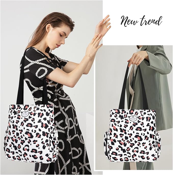 HUA ANGEL Floral Tote Bag - Casual Shoulder Bag Daily Tote Bag with Zipper Gym Travel Shopping Work Handbag for Women - Image 6