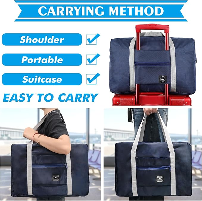 Travel Bag 4PCS Foldable Duffle Carry on Tote Weekender Overnight Luggage Bag - Image 4