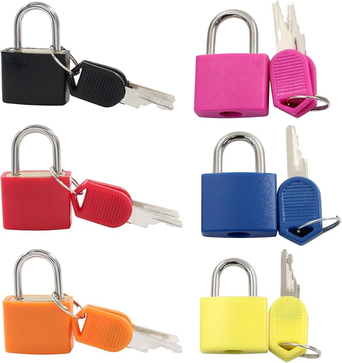 Waziaqoc 12 Pcs Luggage Locks with Keys | Small Suitcase Padlock, Mini Metal Padlock, For Travel Bags, School Gym Locker & Toolbox - Image 5