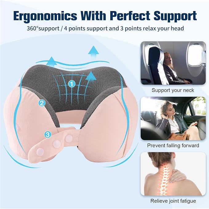 Cirorld Neck Pillow for Traveling, Travel Pillows for Airplanes,100% Pure Memory Foam Travel Neck Pillow, Adjustable Flight Pillow, Portable Plane Accessories with Eye Mask, Earplugs, Carry Bag - Image 8