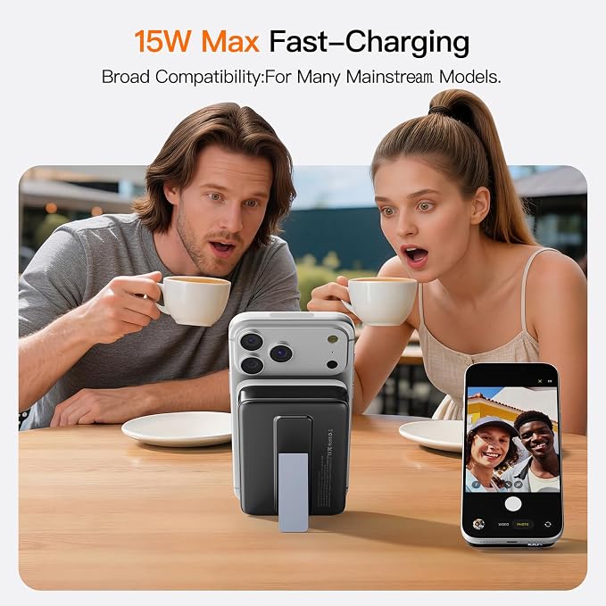 No More Forget Cables! 10000mAh Ultra Slim Magnetic Power Bank, Built-in USB-C & iPhone Cable, 20W Portable Charger with Foldable Stand, for iPhone 17/16/15/14/13/12 Series - Image 2