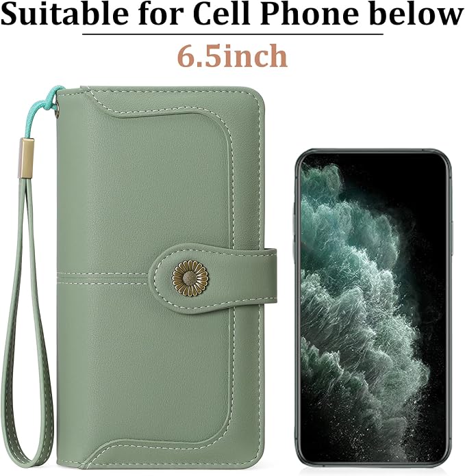 Wallets for Women Trifold Wristlet Wallets Large Capacity RFID Blocking Ladies Purse Credit Card Holder - Image 5