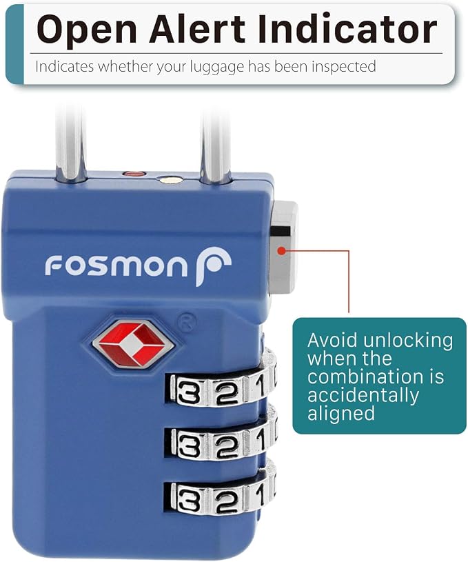 Fosmon TSA Approved Luggage Locks, 3 Digit Combination, 2 Pack Silver | Push Release Button, Extra Security, Suitcase Travel Lock, Backpack Zipper Anti Theft, Gym Locker Gun Case Lock - Image 8