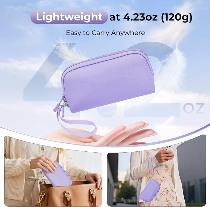 FYY Travel Cable Organizer - 8 Compartments, Lightweight, Water Repellent | With Wrist Strap, Portable Tech Pouch for Cord Charger, Travel and Business Trips Use, Soft Shell Nylon, Purple (Medium) - Image 2