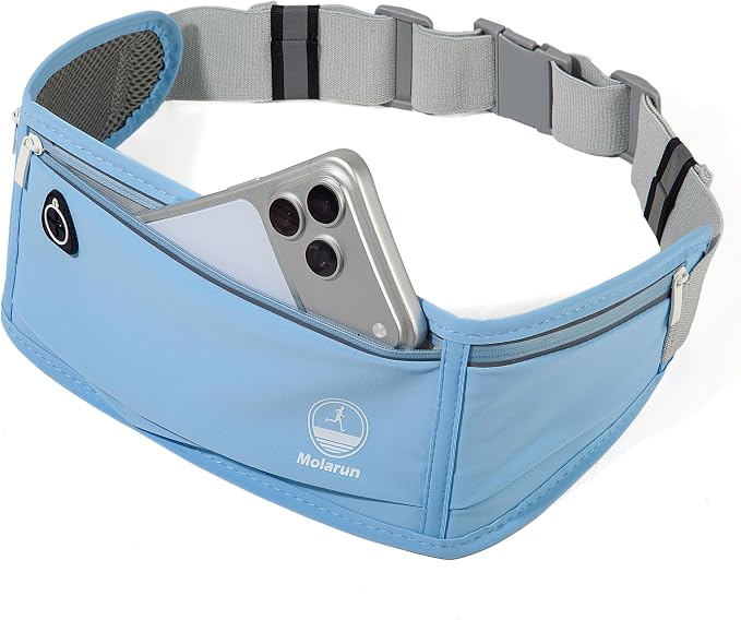 Slim Running Belt Fanny Pack, Phone Holder Waist Pack Money Belt - Blue - Image 3