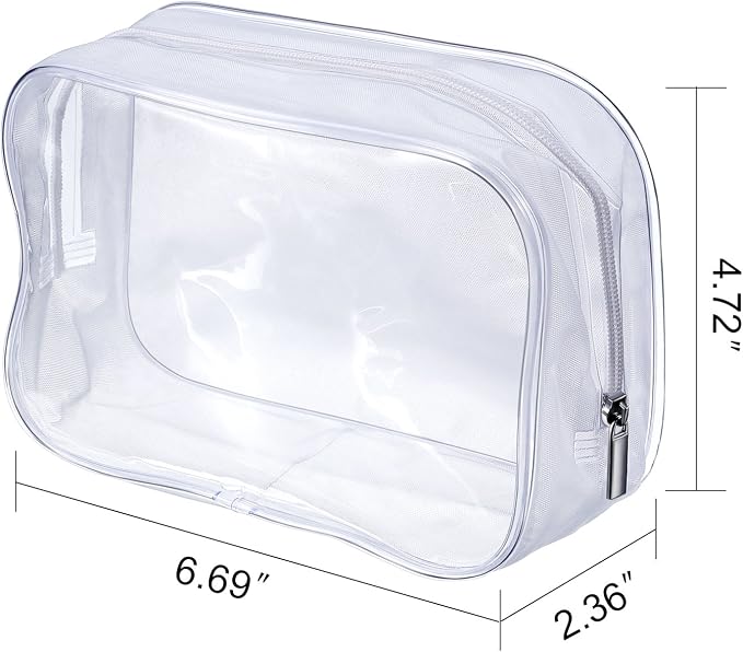 5 Pack Clear PVC Zippered Toiletry Carry Pouch Portable Cosmetic Makeup Bag for Vacation, Bathroom and Organizing - Image 2