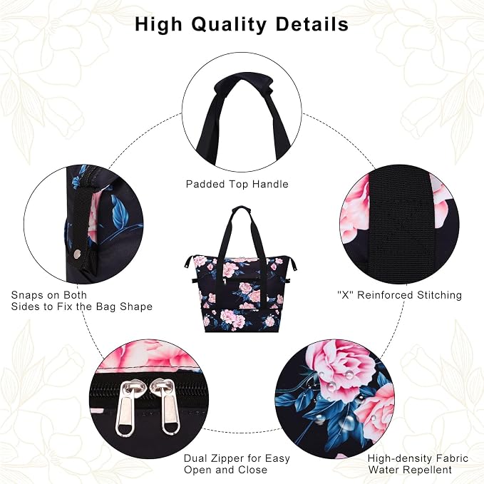 Expandable Duffel Bag for Women with Trolley Sleeve/Wet Pocket Weekender Travel Tote Large Carry On Overnight Luggage - Image 5