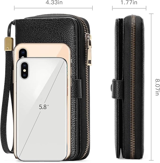 GAEKEAO Leather Credit Card Holder Wallet for Women RFID Blocking Large Capacity Bifold Zipper Card Case Organizer with Wristlet 45 Slots - Image 3