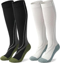 2 Pairs Compression Socks for Women & Men Knee High Nurse Pregnant Cute Medical Running Travel Athletic by Unknown