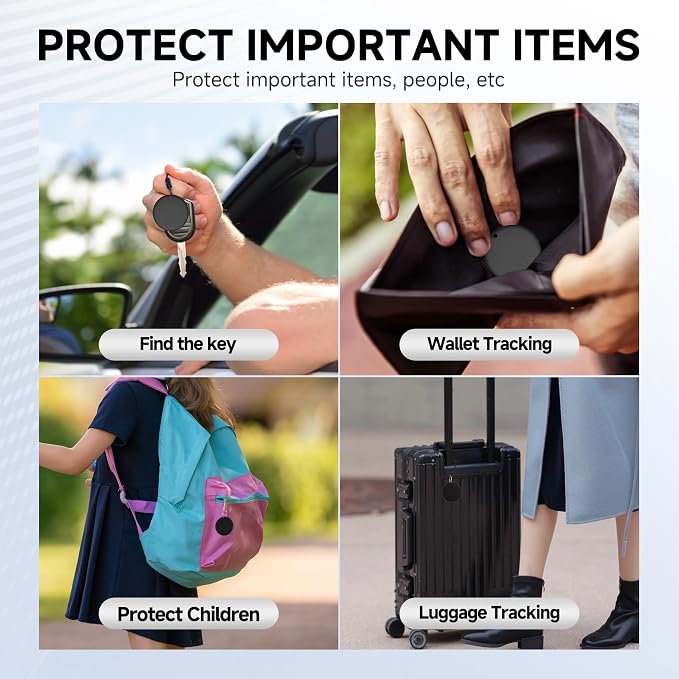 Air Tracker Tags, Key Finder Works for Apple Find My (iOS Only),Waterproof Bluetooth Luggage Tracker, ltem Locator for Key,Wallet, Backpack,Suitcase, Bag, Season Birthday Gift Choice (1 Pack, Black) - Image 6
