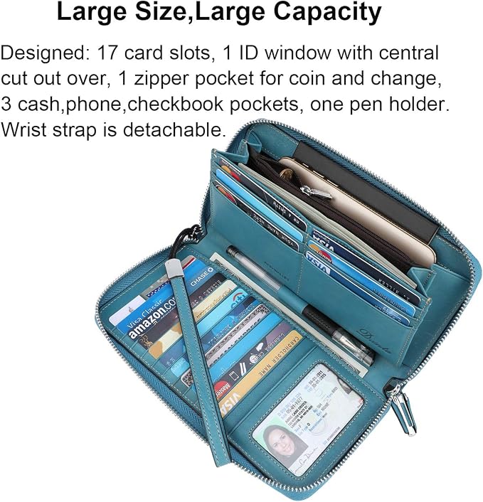 Small Compact Women Wallet RFID Blocking Genuine Leather Bifold Purse with ID Windows - Image 3