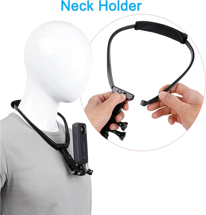 Pellking Accessories Mount Kit for Insta360 X5 X4 X3 X2 X Go 3s Ultra | 4in1 Chest Mount Strap Harness/ Head Mount/ Neck Holder/ Backpack Strap Mount for Insta 360 Ace Pro 2 Camera - Image 3