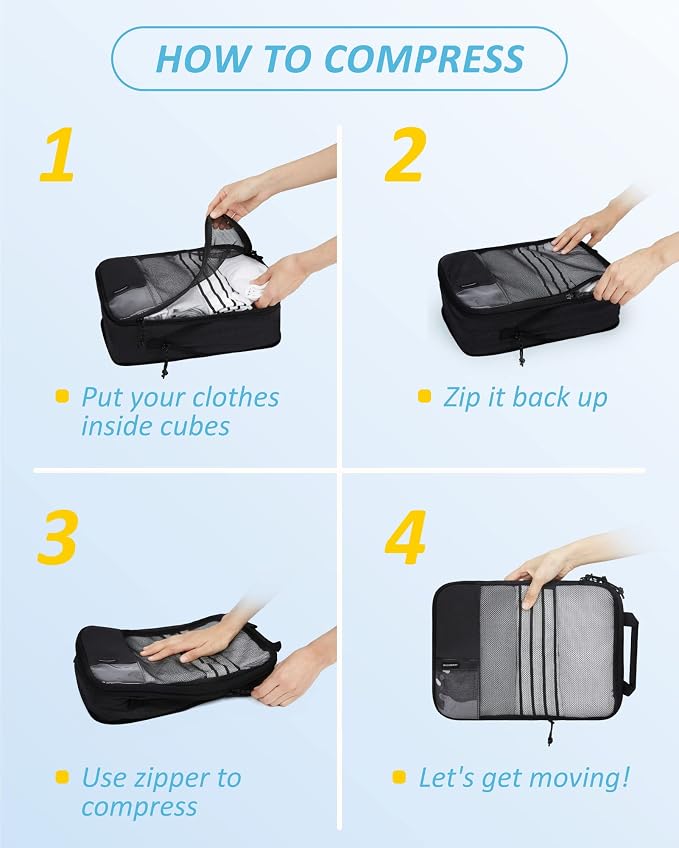 BAGSMART Compression Packing Cubes for Travel Essentials | 14 Set /6 Set /4 Set/2 Set, Lightweight, Durable - Image 5