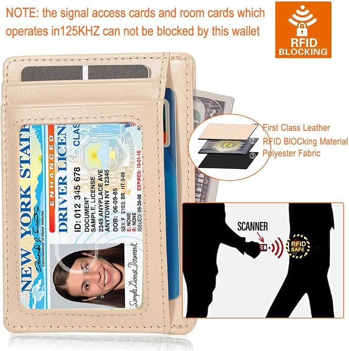 GH GOLD HORSE Slim RFID Blocking Card Holder Minimalist Leather Front Pocket Wallet for Women | Slim - Image 6