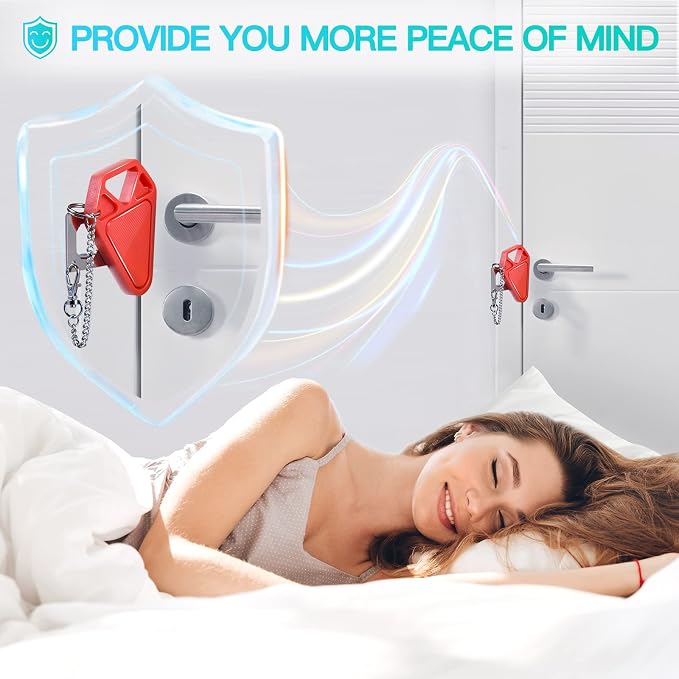 Portable Door Lock for Travel Hotel Door Locks for Traveler Security Device | Home Apartment Security Locker from Inside Room Bedroom Women Travel Gifts Traveler Stocking Stuffers Traveling Essentials - Image 2