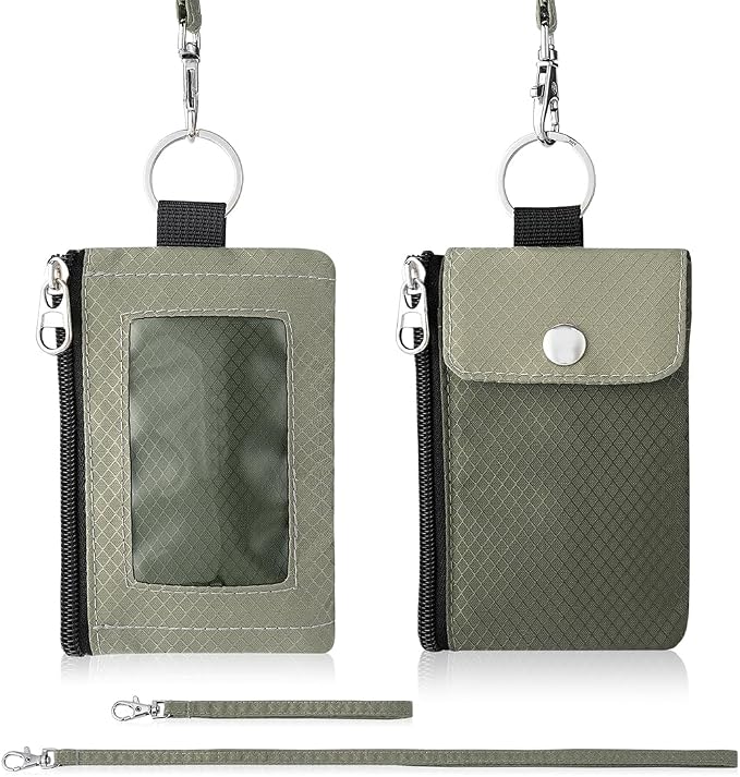 Artpaxy Minimalist Wallet For Mens Womens, Keychain RFID Blocking Zipper Small Wallet with ID Window 2 Lanyards,Water Resistant Travel Cash Card Coin Case Boys Girls - Image 7