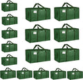 16 Pack-Extra Large Heavy Duty Moving Bags - Waterproof Storage Totes with Handles & Zippers, Foldable for College Dorm, Storage (olive green) by Unknown