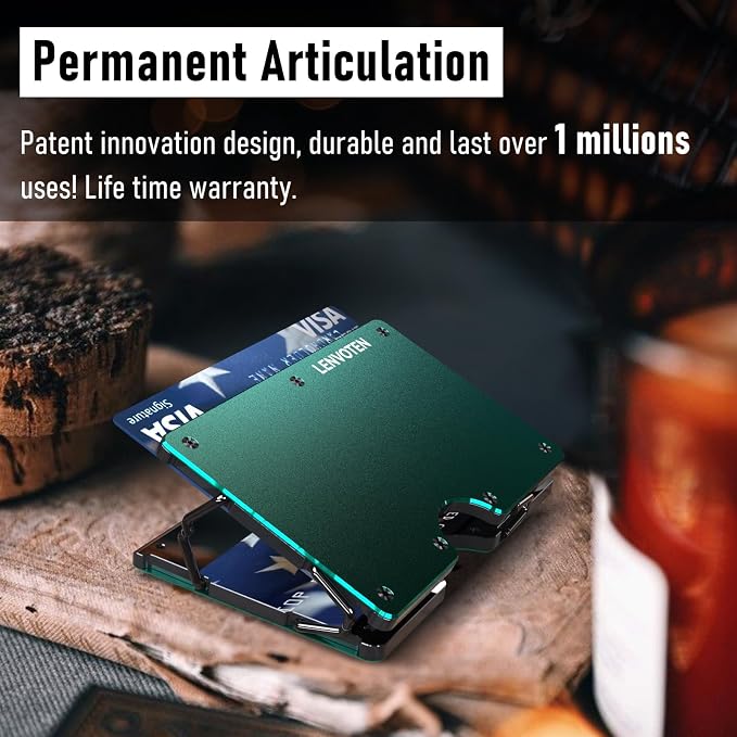 Lenvoten Upgraded Hinged Minimalist Wallet for Men, RFID Blocking Wallet | Slim Metal Aluminum, Credit Card Holder, Money Clip Holds 20 Cards, Premium Scratch-Resistant Finish, Ideal Gift for Men - Image 8