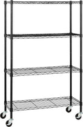 Amazon Basics 4-Shelf Heavy Duty Garage Shelving Storage Unit on 3" Wheel Casters, Adjustable Metal Wire Rack with Leveling Feet, 36" x 14" x 57.75", Black by AmazonBasics