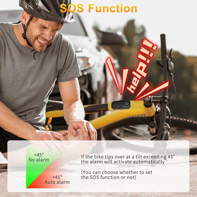 113dB Wireless Bicycle Alarm with Red Button Remote | IP65 Waterproof Bike Alarm,Adjustable Sensitivity,Universal Remote Strap for All Handlebar Sizes,for Motorcycle - Image 5
