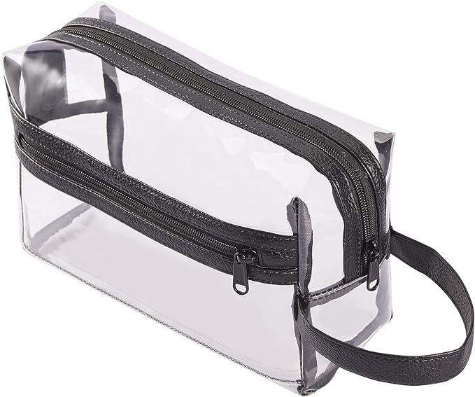 Heavy Duty Clear Travel Toiletry Makeup Bags Transparent Shaving Bag Water Resistant Cosmetic Bag Organizer Pouch with Zipper and Handle by HAOGUAGUA