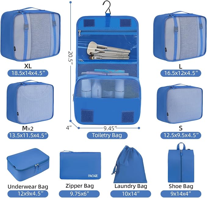 BAGAIL 6 Set/8 Set/10 Set Packing Cubes Various Sizes Packing Organizer for Travel Accessories Luggage Carry On Suitcase - Image 2