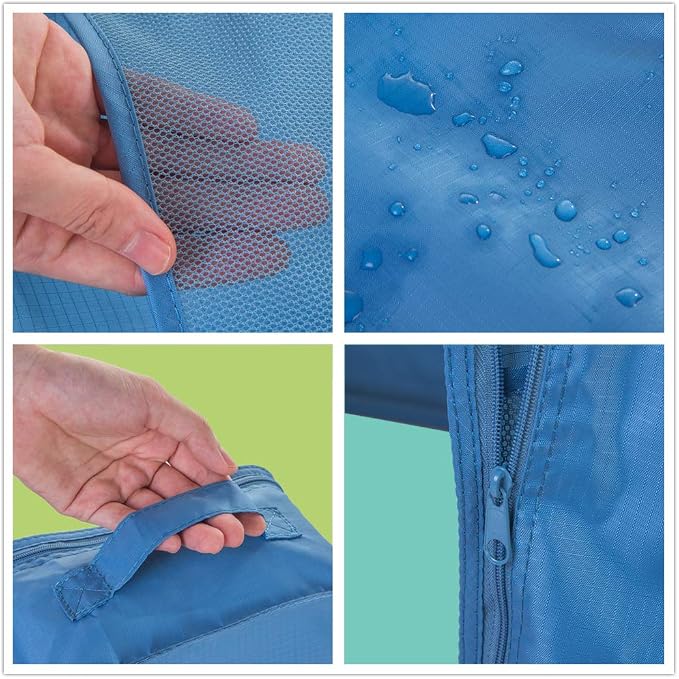 Travel Shoe Bags, Foldable Waterproof Shoe Puches Organizer-Double Layer (Sea Blue2) - Image 5