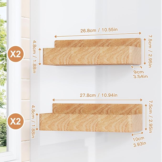 Mystozer Magnetic Spice Rack for Refrigerator, Kitchen Organizer and Storage Shelf, Woodgrain (4 Pack)… - Image 3