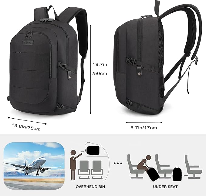 Tzowla Travel Laptop Backpack Water Resistant Anti-Theft Bag with Giant Tumbler Holder Pocket and Lock 17.3 Inch Computer Business Backpacks for Women Men Work College Gift,Casual Daypack(Black) - Image 6