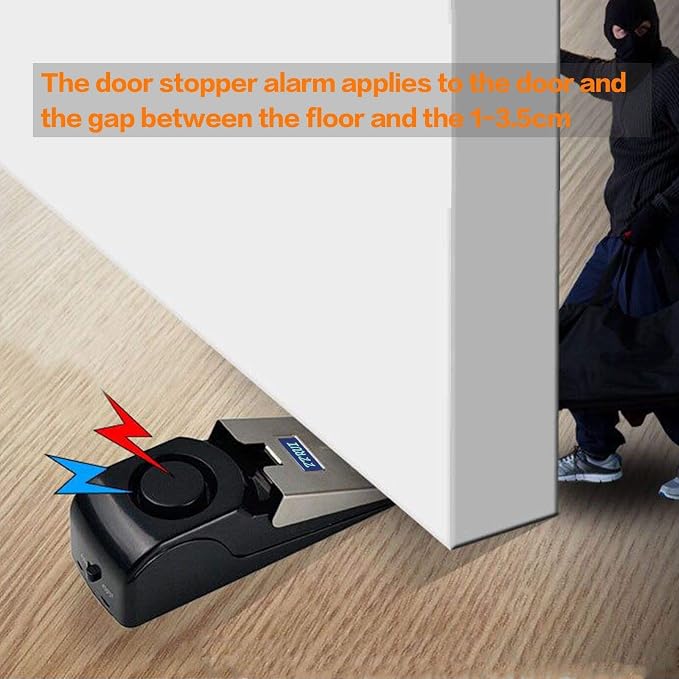 ZZRUI Door Stop Alarm with 120dB Siren, Portable Wedge Door Stopper Security Alarm for Travel, Home, Apartment, Hotel, Entry Alert & Self Defense Device – 1 Pack - Image 3