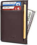 KALMORE womens Credit Holder Genuine Leather Slim Minimalist Card Case Wallet, Black With Id Window by KALMORE