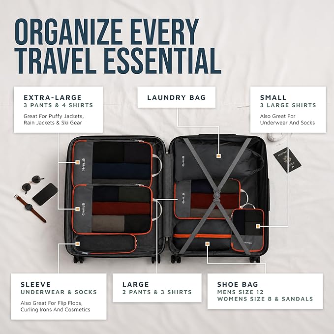 TRIPPED Travel Gear Large Compression Packing Cubes 7-Piece Set for Travel - Image 2