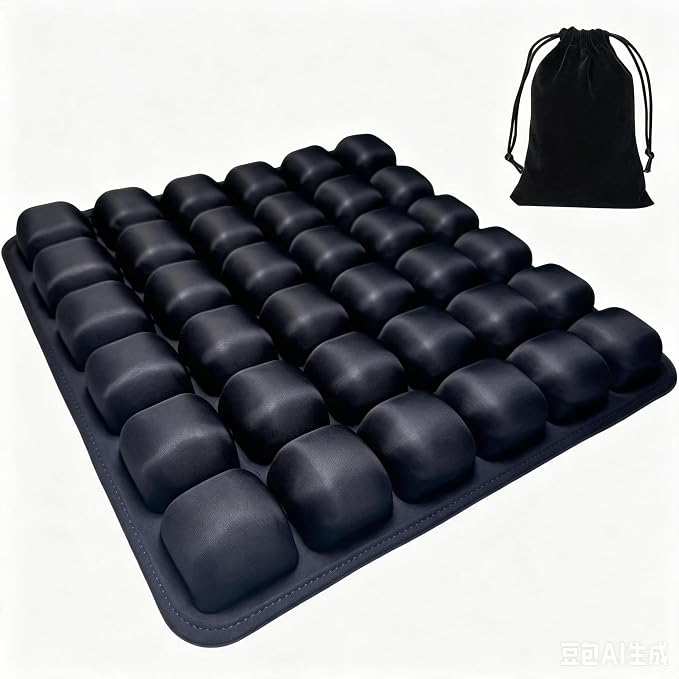 Inflatable Airplane Seat Cushion No Pump for Long Flights Travel | Pressure-relieving inflatable seat cushion, press-inflate, foldable portable for long flights, office and car use by Abilazac