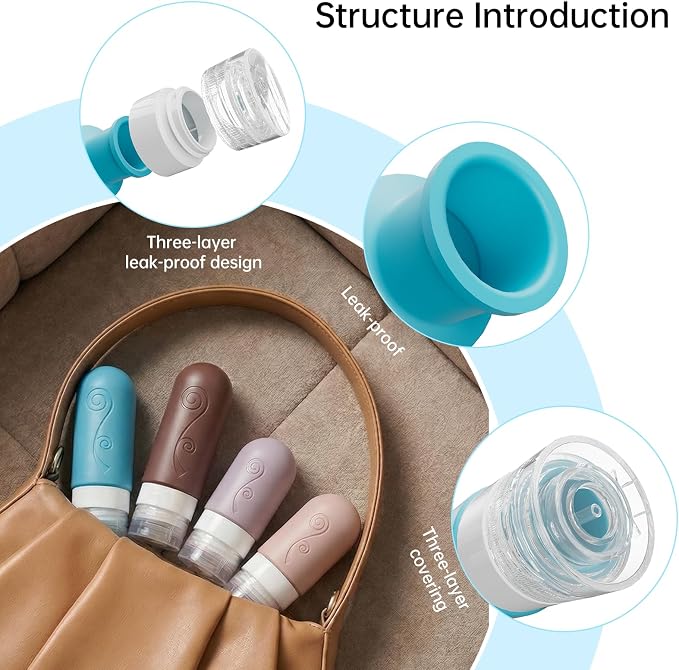 vodvob Travel Bottles Set - TSA Approved, Leak Proof, Silicone, Reusable, BPA Free - 16 Pack, 2oz 3oz - Image 6